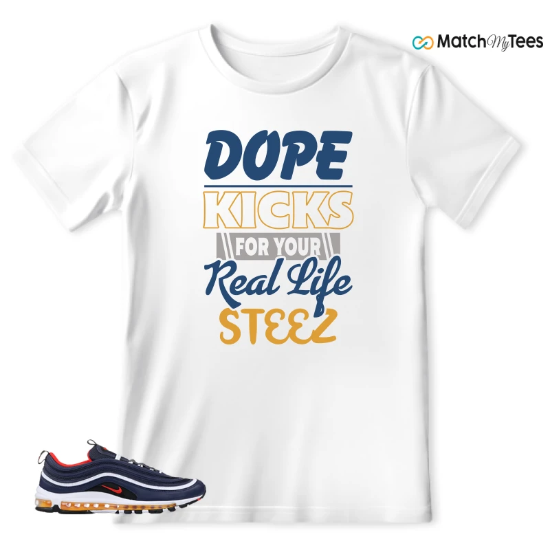 NIKE AIR MAX 97 MIDNIGHT NAVY HABANERO RED SNEAKER Matching Tees t-shirt