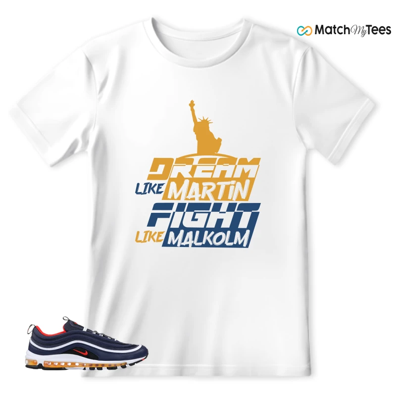 NIKE AIR MAX 97 MIDNIGHT NAVY HABANERO RED SNEAKER Matching Tees t-shirt