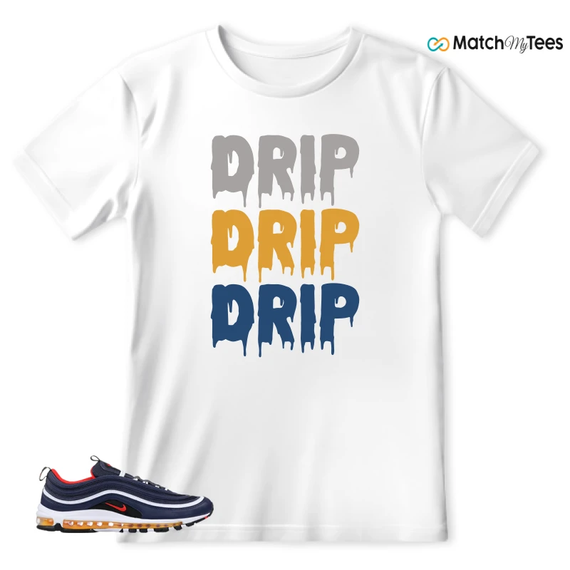 NIKE AIR MAX 97 MIDNIGHT NAVY HABANERO RED SNEAKER Matching Tees t-shirt