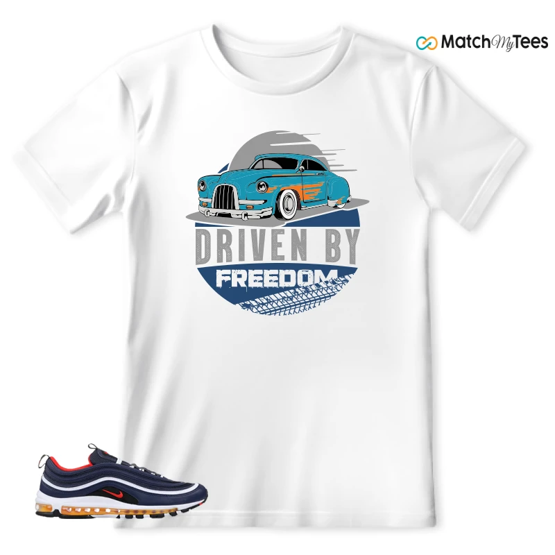NIKE AIR MAX 97 MIDNIGHT NAVY HABANERO RED SNEAKER Matching Tees t-shirt