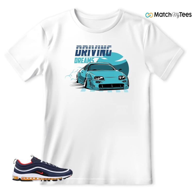 NIKE AIR MAX 97 MIDNIGHT NAVY HABANERO RED SNEAKER Matching Tees t-shirt