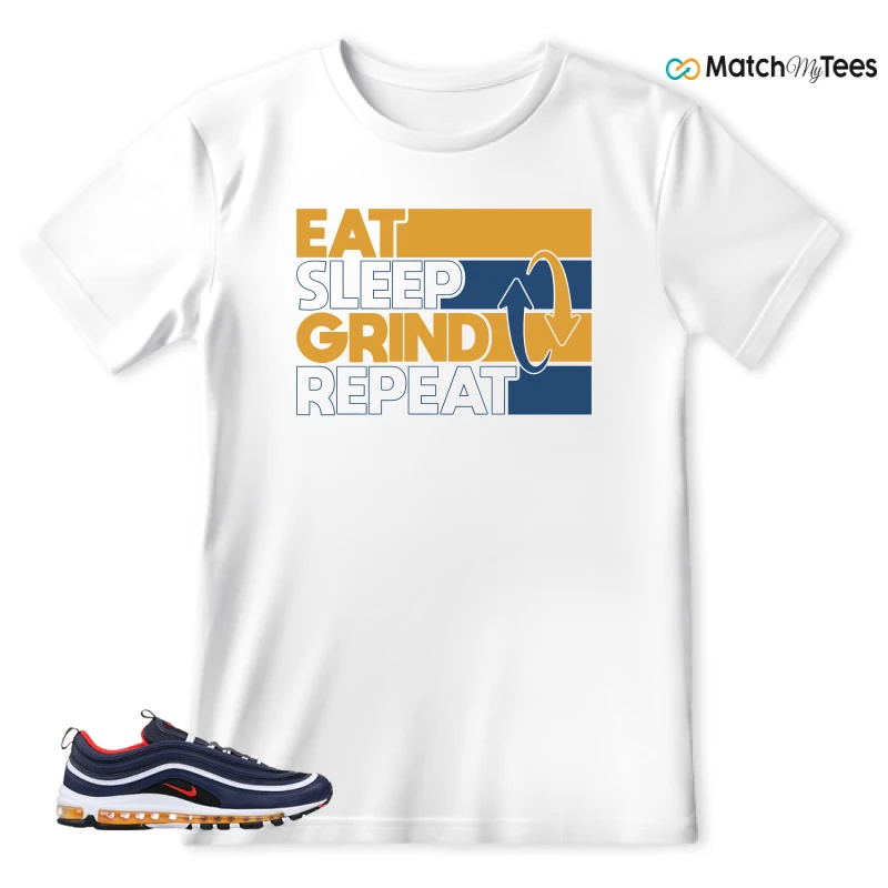 NIKE AIR MAX 97 MIDNIGHT NAVY HABANERO RED SNEAKER Matching Tees t-shirt