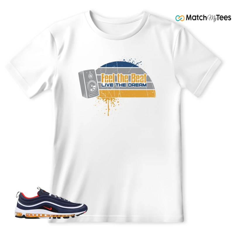 NIKE AIR MAX 97 MIDNIGHT NAVY HABANERO RED SNEAKER Matching Tees t-shirt