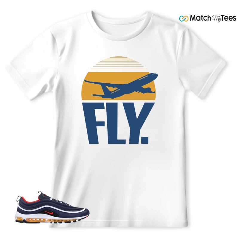 NIKE AIR MAX 97 MIDNIGHT NAVY HABANERO RED SNEAKER Matching Tees t-shirt