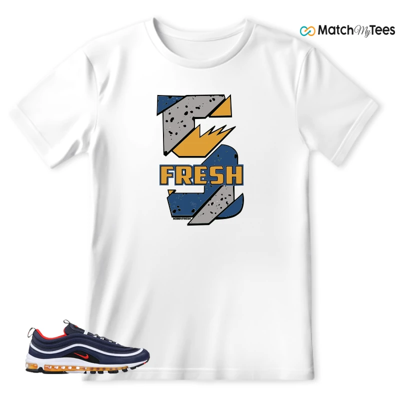 NIKE AIR MAX 97 MIDNIGHT NAVY HABANERO RED SNEAKER Matching Tees t-shirt