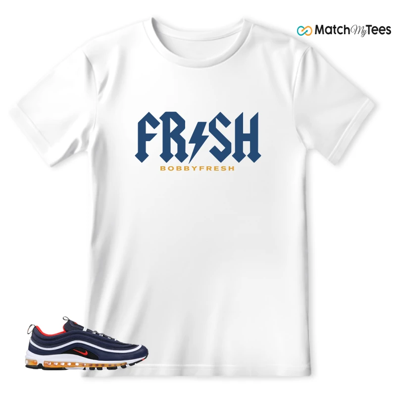 NIKE AIR MAX 97 MIDNIGHT NAVY HABANERO RED SNEAKER Matching Tees t-shirt