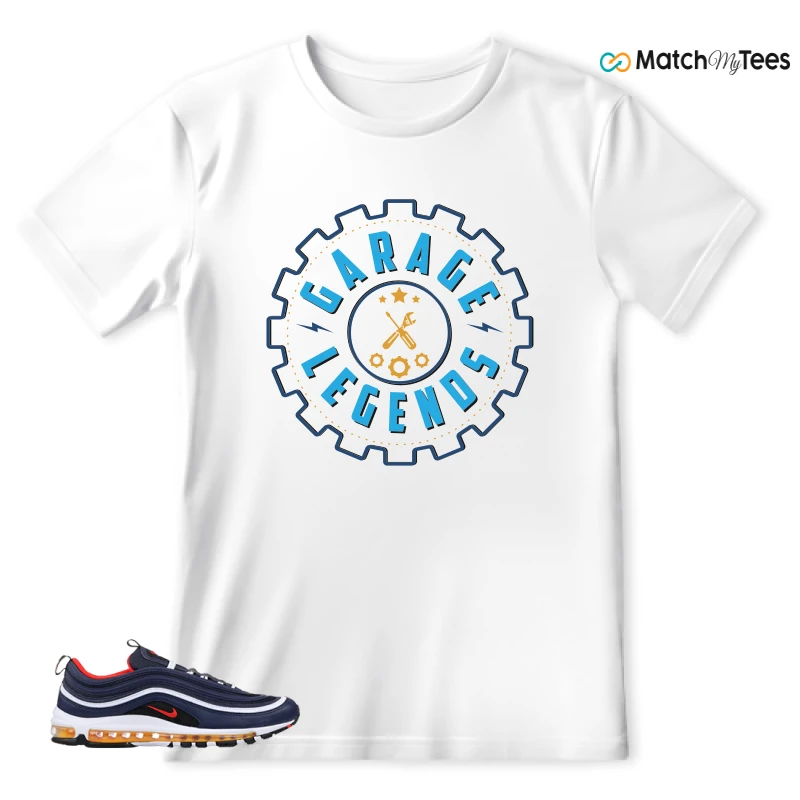 NIKE AIR MAX 97 MIDNIGHT NAVY HABANERO RED SNEAKER Matching Tees t-shirt