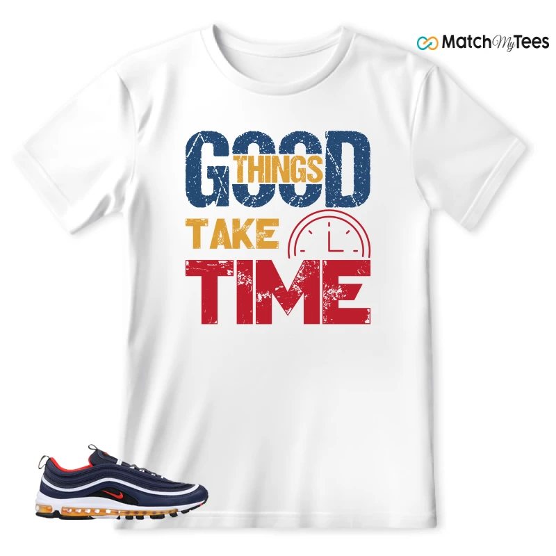 NIKE AIR MAX 97 MIDNIGHT NAVY HABANERO RED SNEAKER Matching Tees t-shirt