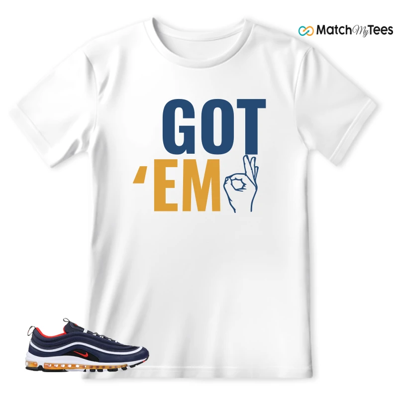 NIKE AIR MAX 97 MIDNIGHT NAVY HABANERO RED SNEAKER Matching Tees t-shirt