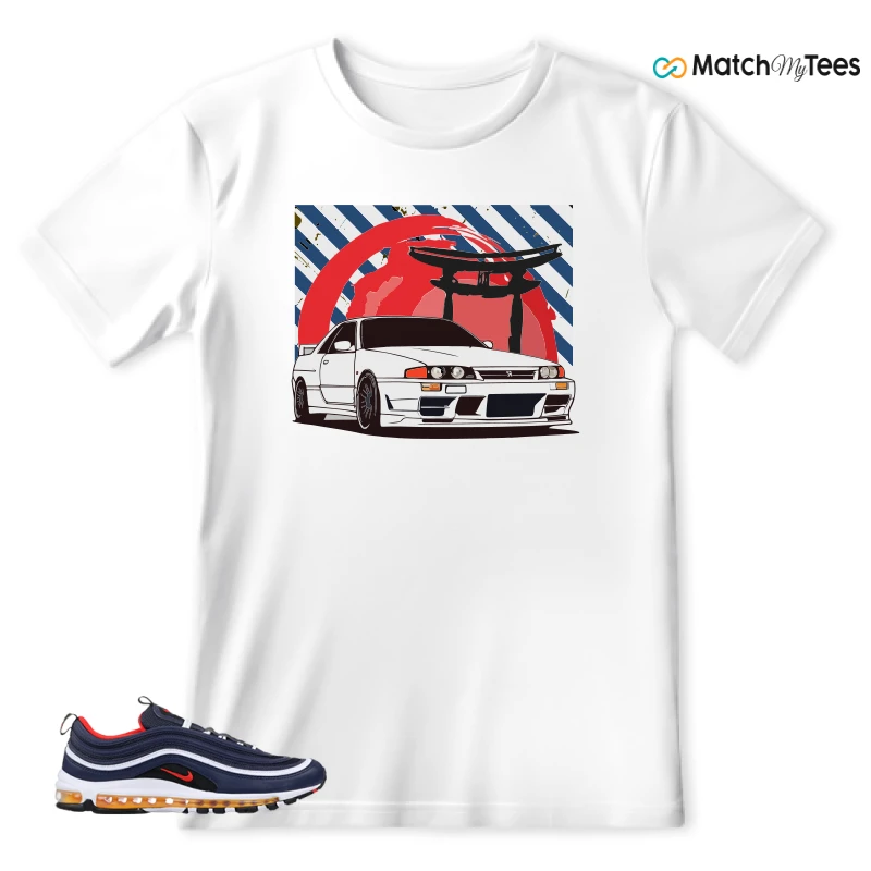 NIKE AIR MAX 97 MIDNIGHT NAVY HABANERO RED SNEAKER Matching Tees t-shirt
