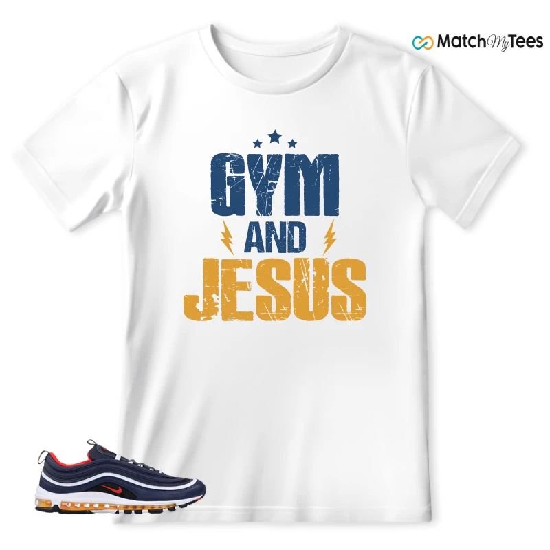 NIKE AIR MAX 97 MIDNIGHT NAVY HABANERO RED SNEAKER Matching Tees t-shirt