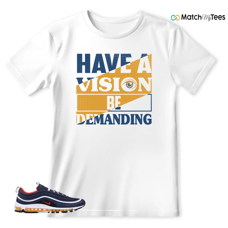 NIKE AIR MAX 97 MIDNIGHT NAVY HABANERO RED SNEAKER Matching Tees t-shirt