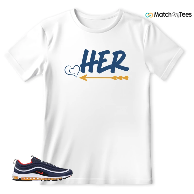 NIKE AIR MAX 97 MIDNIGHT NAVY HABANERO RED SNEAKER Matching Tees t-shirt