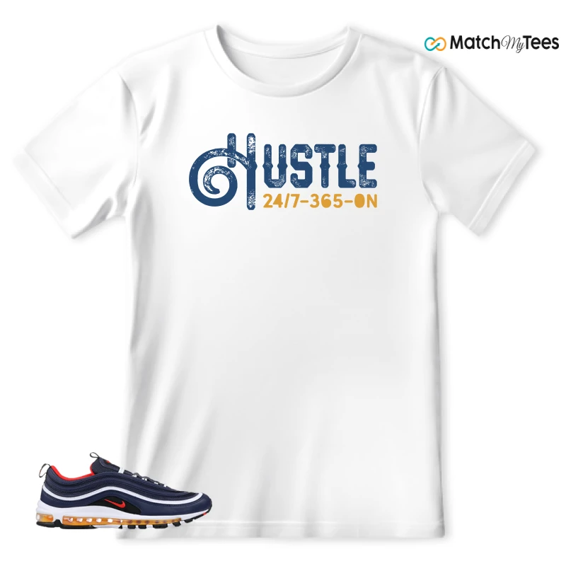 NIKE AIR MAX 97 MIDNIGHT NAVY HABANERO RED SNEAKER Matching Tees t-shirt