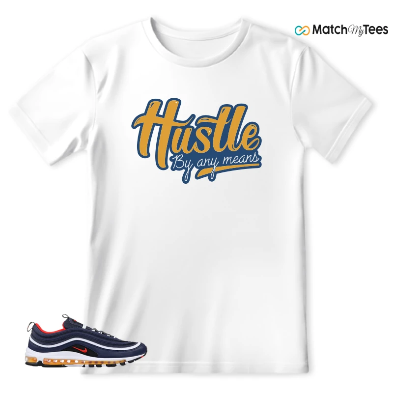 NIKE AIR MAX 97 MIDNIGHT NAVY HABANERO RED SNEAKER Matching Tees t-shirt
