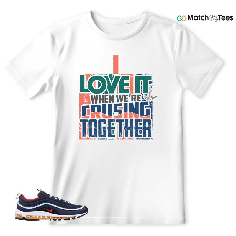NIKE AIR MAX 97 MIDNIGHT NAVY HABANERO RED SNEAKER Matching Tees t-shirt