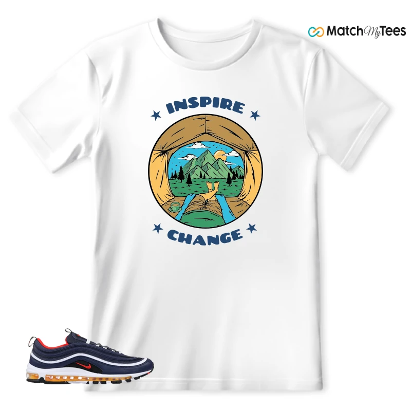 NIKE AIR MAX 97 MIDNIGHT NAVY HABANERO RED SNEAKER Matching Tees t-shirt