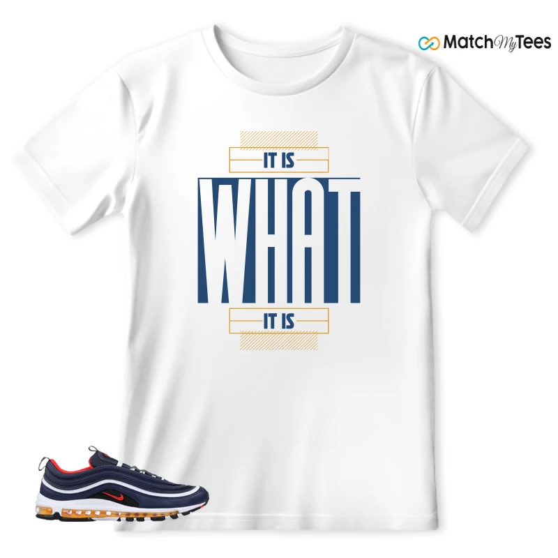 NIKE AIR MAX 97 MIDNIGHT NAVY HABANERO RED SNEAKER Matching Tees t-shirt
