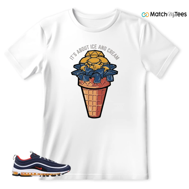 NIKE AIR MAX 97 MIDNIGHT NAVY HABANERO RED SNEAKER Matching Tees t-shirt