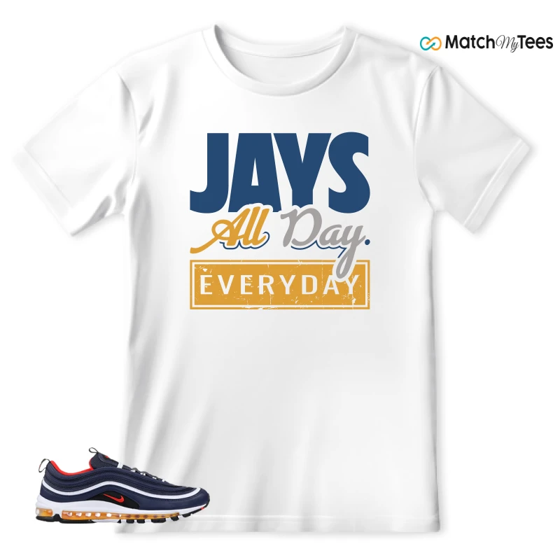 NIKE AIR MAX 97 MIDNIGHT NAVY HABANERO RED SNEAKER Matching Tees t-shirt