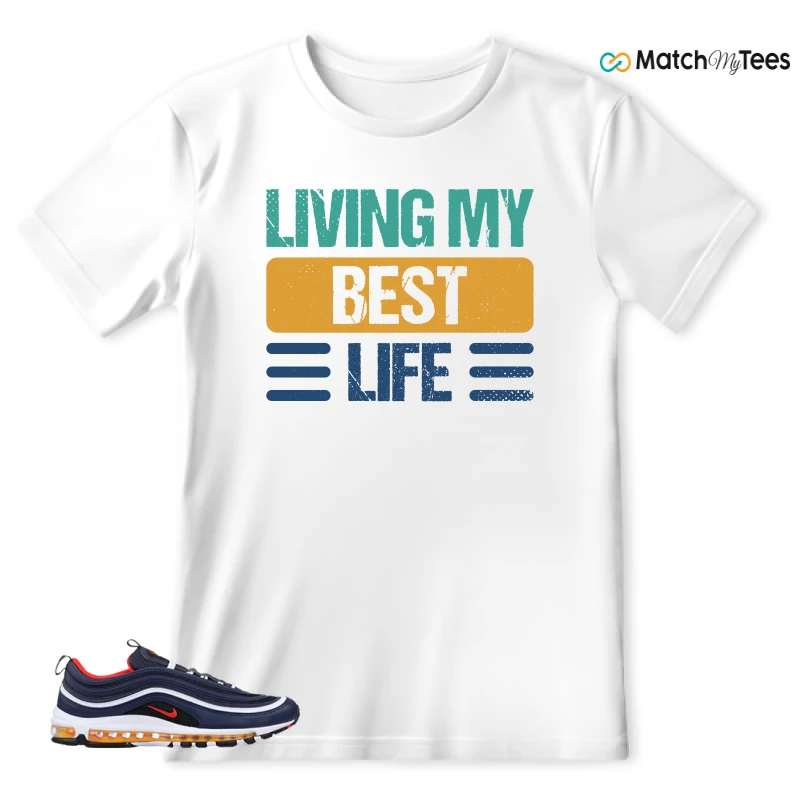 NIKE AIR MAX 97 MIDNIGHT NAVY HABANERO RED SNEAKER Matching Tees t-shirt