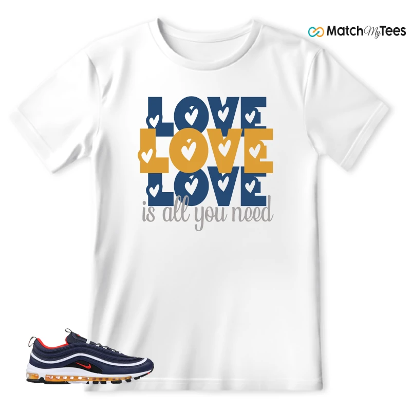 NIKE AIR MAX 97 MIDNIGHT NAVY HABANERO RED SNEAKER Matching Tees t-shirt