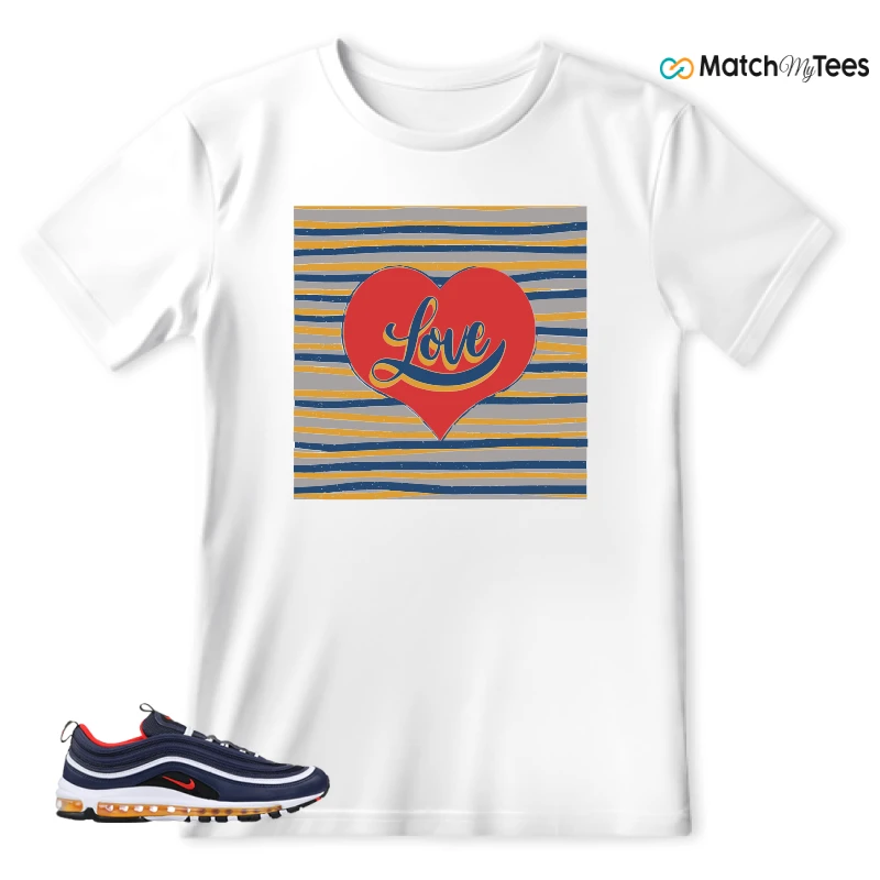 NIKE AIR MAX 97 MIDNIGHT NAVY HABANERO RED SNEAKER Matching Tees t-shirt