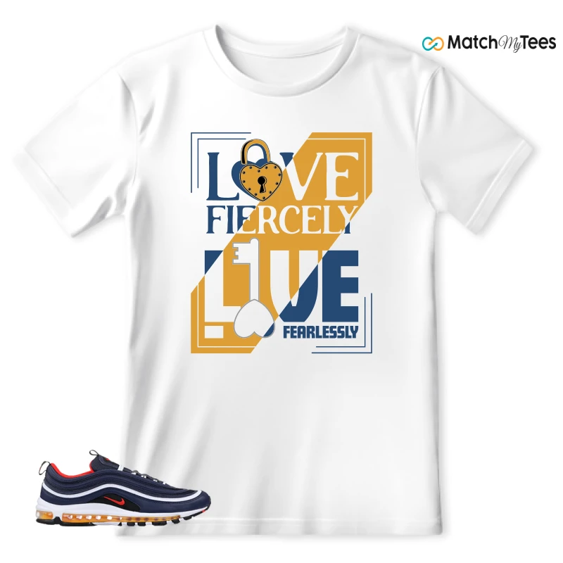 NIKE AIR MAX 97 MIDNIGHT NAVY HABANERO RED SNEAKER Matching Tees t-shirt