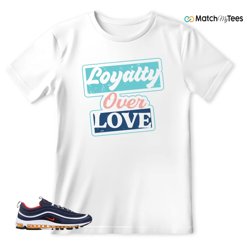 NIKE AIR MAX 97 MIDNIGHT NAVY HABANERO RED SNEAKER Matching Tees t-shirt