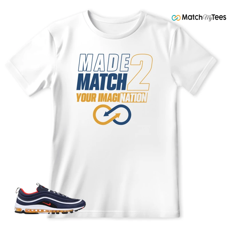 NIKE AIR MAX 97 MIDNIGHT NAVY HABANERO RED SNEAKER Matching Tees t-shirt