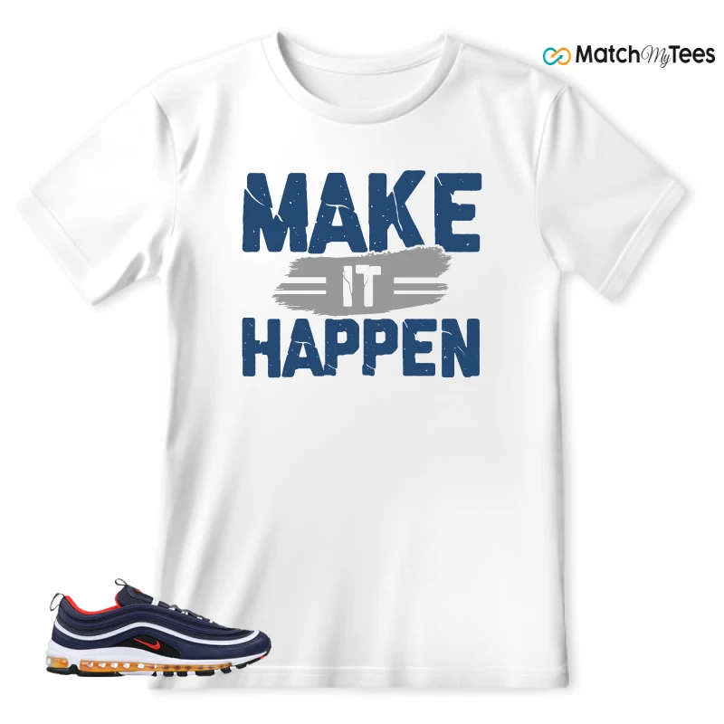 NIKE AIR MAX 97 MIDNIGHT NAVY HABANERO RED SNEAKER Matching Tees t-shirt