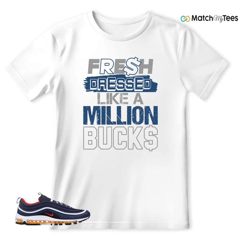 NIKE AIR MAX 97 MIDNIGHT NAVY HABANERO RED SNEAKER Matching Tees t-shirt