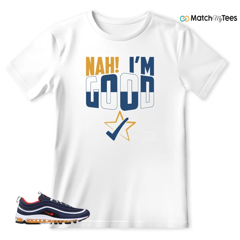 NIKE AIR MAX 97 MIDNIGHT NAVY HABANERO RED SNEAKER Matching Tees t-shirt