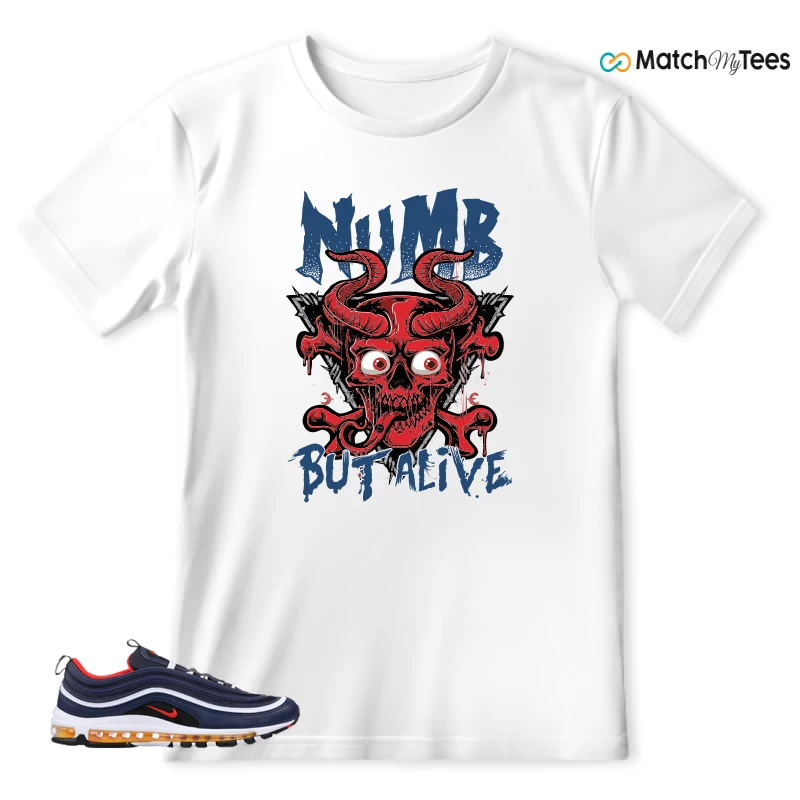 NIKE AIR MAX 97 MIDNIGHT NAVY HABANERO RED SNEAKER Matching Tees t-shirt