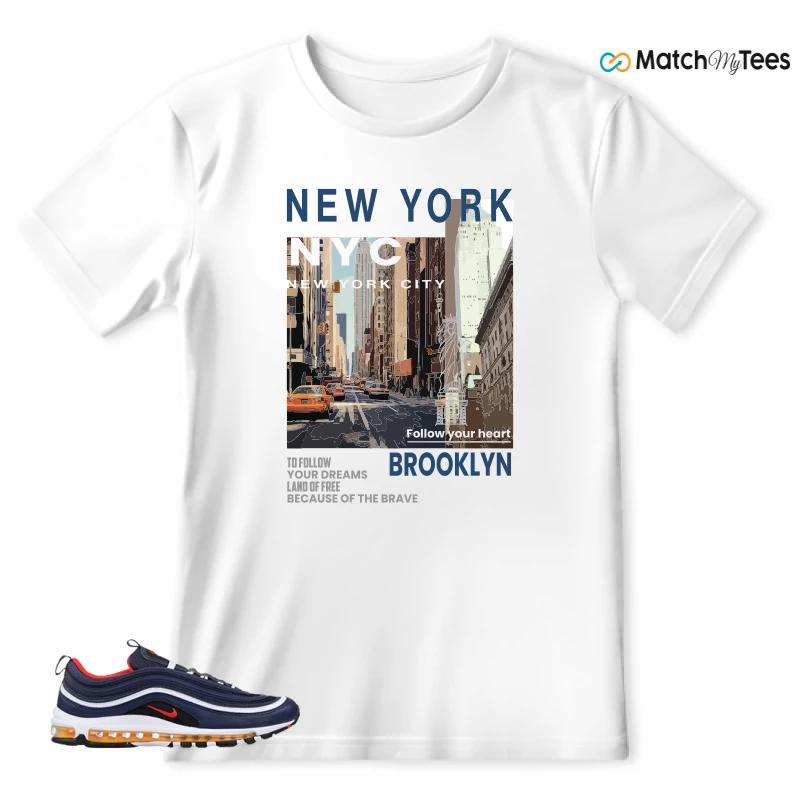 NIKE AIR MAX 97 MIDNIGHT NAVY HABANERO RED SNEAKER Matching Tees t-shirt