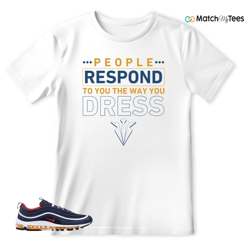 NIKE AIR MAX 97 MIDNIGHT NAVY HABANERO RED SNEAKER Matching Tees t-shirt