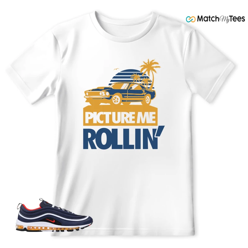 NIKE AIR MAX 97 MIDNIGHT NAVY HABANERO RED SNEAKER Matching Tees t-shirt