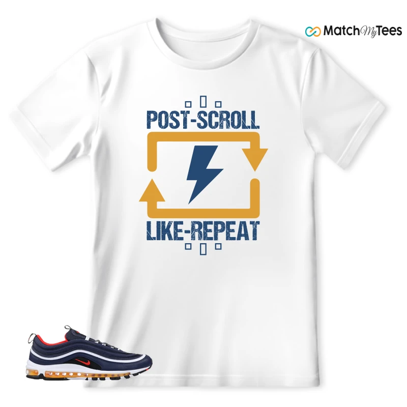 NIKE AIR MAX 97 MIDNIGHT NAVY HABANERO RED SNEAKER Matching Tees t-shirt