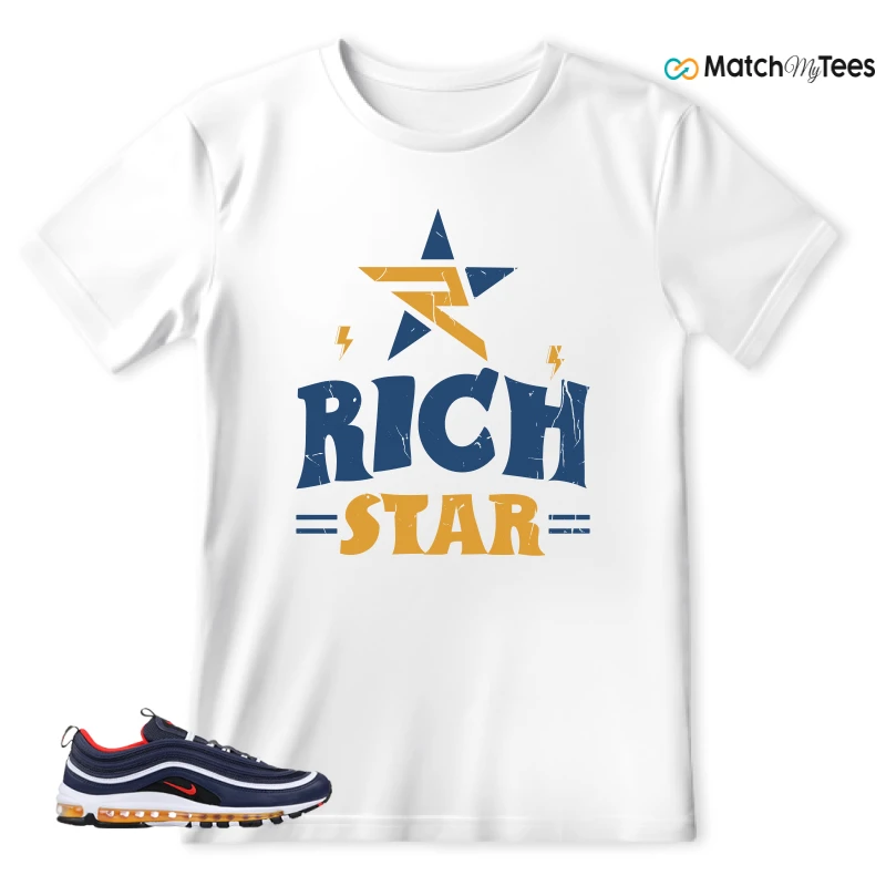NIKE AIR MAX 97 MIDNIGHT NAVY HABANERO RED SNEAKER Matching Tees t-shirt