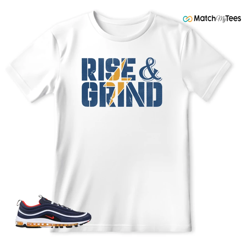 NIKE AIR MAX 97 MIDNIGHT NAVY HABANERO RED SNEAKER Matching Tees t-shirt