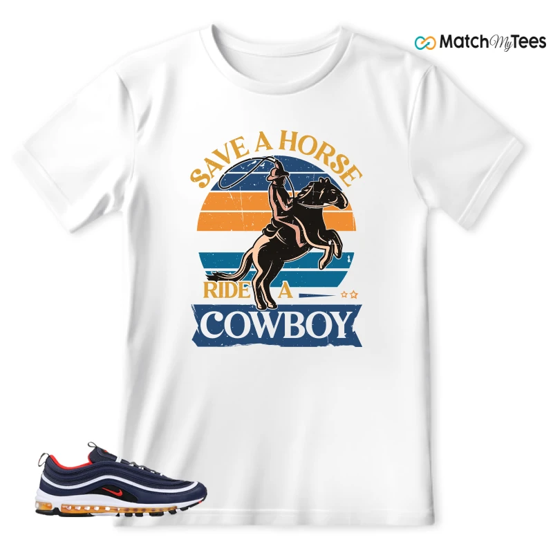 NIKE AIR MAX 97 MIDNIGHT NAVY HABANERO RED SNEAKER Matching Tees t-shirt