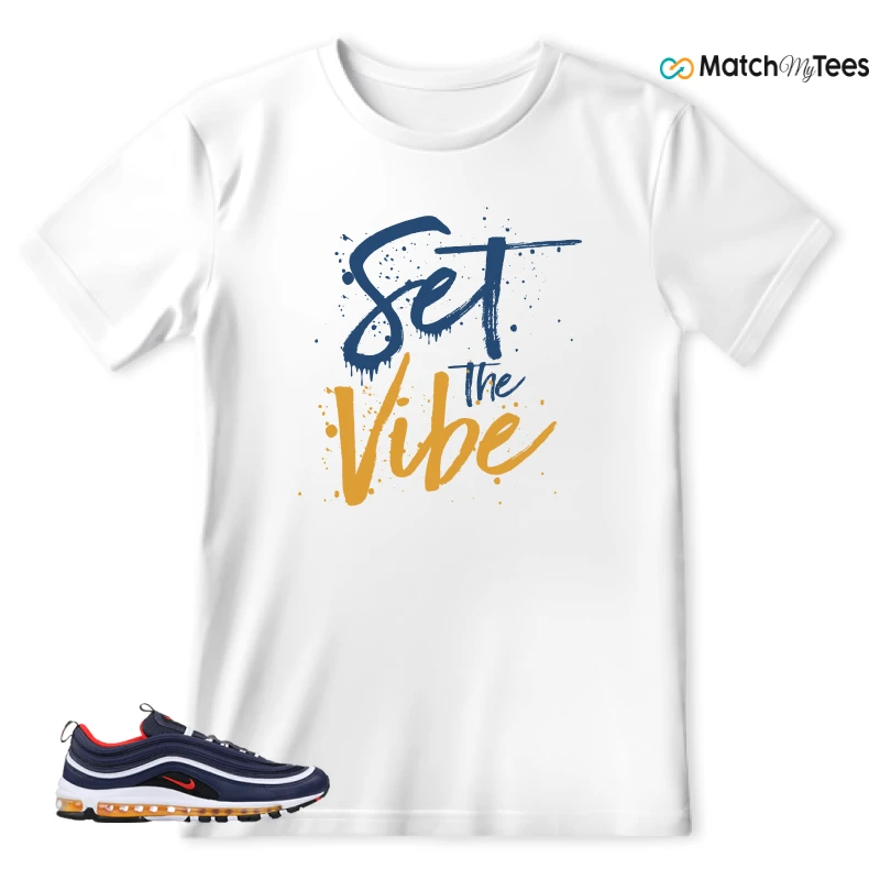 NIKE AIR MAX 97 MIDNIGHT NAVY HABANERO RED SNEAKER Matching Tees t-shirt