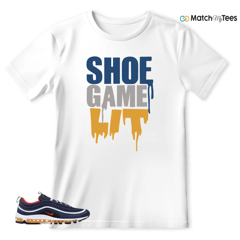 NIKE AIR MAX 97 MIDNIGHT NAVY HABANERO RED SNEAKER Matching Tees t-shirt