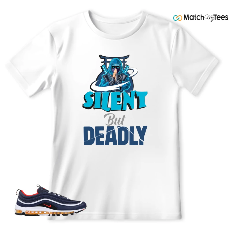 NIKE AIR MAX 97 MIDNIGHT NAVY HABANERO RED SNEAKER Matching Tees t-shirt