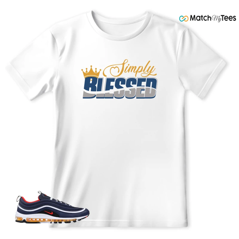 NIKE AIR MAX 97 MIDNIGHT NAVY HABANERO RED SNEAKER Matching Tees t-shirt