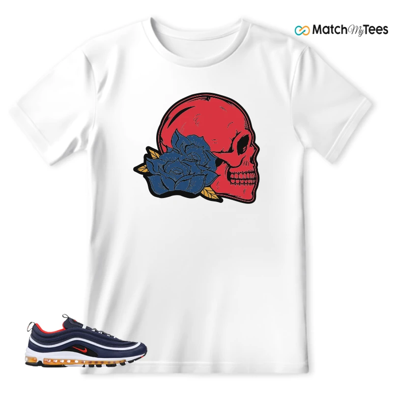 NIKE AIR MAX 97 MIDNIGHT NAVY HABANERO RED SNEAKER Matching Tees t-shirt