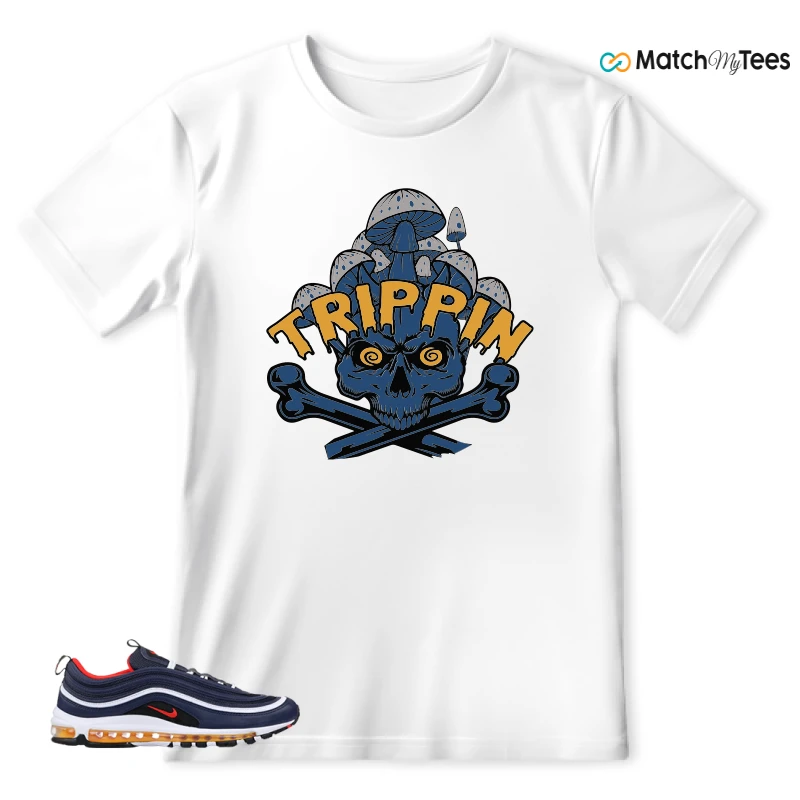 NIKE AIR MAX 97 MIDNIGHT NAVY HABANERO RED SNEAKER Matching Tees t-shirt