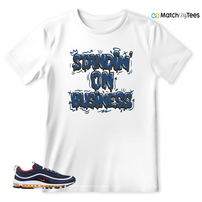 NIKE AIR MAX 97 MIDNIGHT NAVY HABANERO RED SNEAKER Matching Tees t-shirt