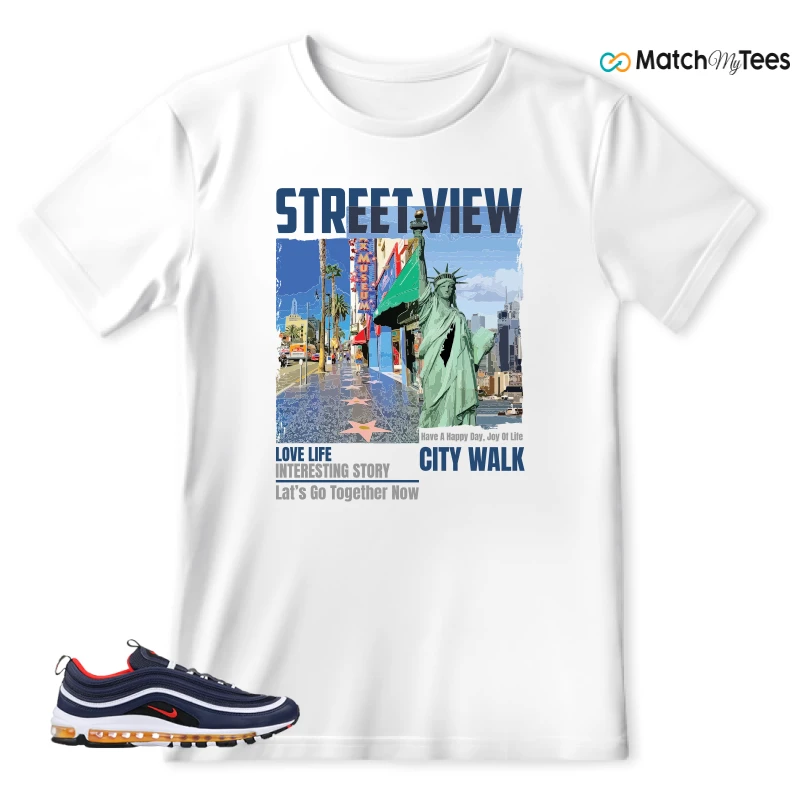 NIKE AIR MAX 97 MIDNIGHT NAVY HABANERO RED SNEAKER Matching Tees t-shirt