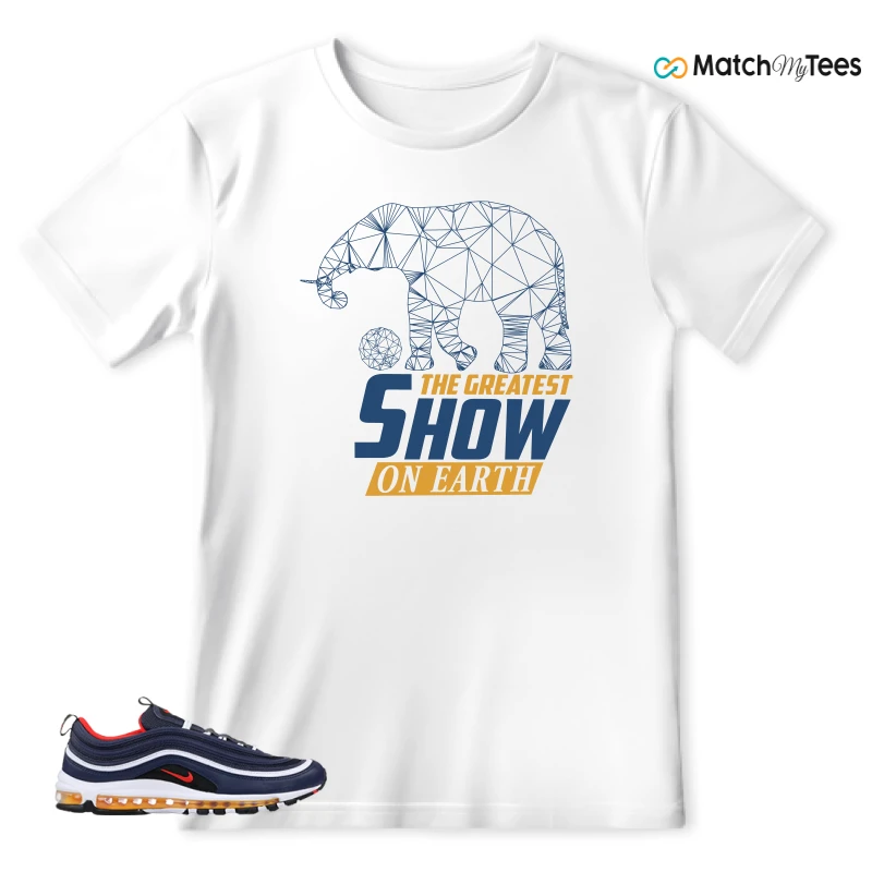 NIKE AIR MAX 97 MIDNIGHT NAVY HABANERO RED SNEAKER Matching Tees t-shirt